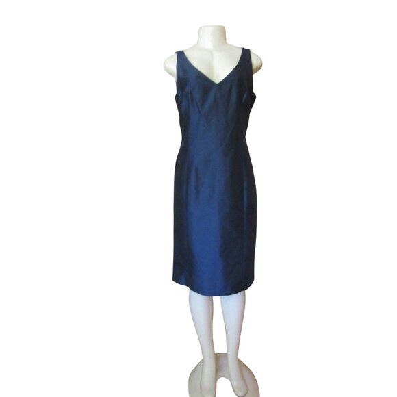 Vintage New w Tags, Talbots Navy Blue Pure Silk Dress w Jacket SZ 8 - Picture 2 of 9